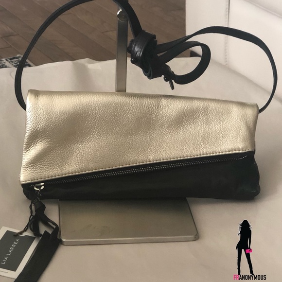 Lia Larrea Handbags - Lia Larrea Tia Foldable Two Tone Leather Clutch.